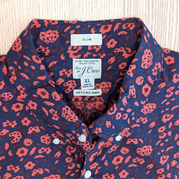 JCrew Mens Secret Wash Button Shirt Sz XL 70s Floral Slim Work Event Party NWT - Picture 3 of 16